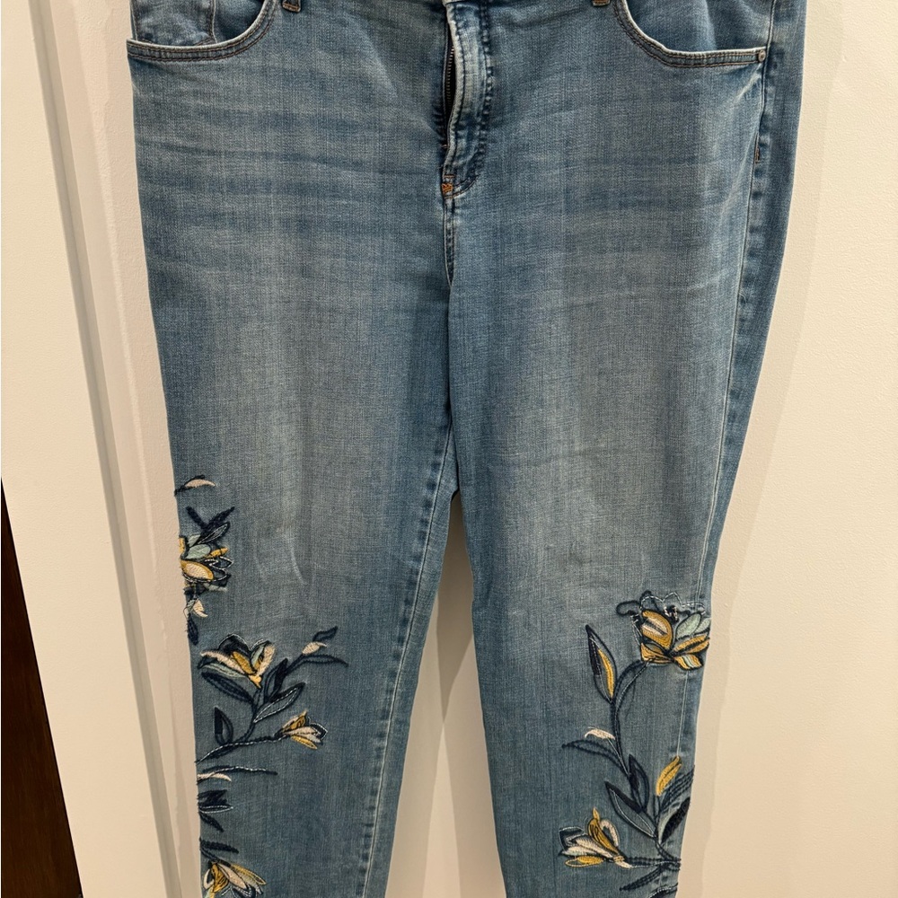 Chico skinny leg floral embroidered jeans